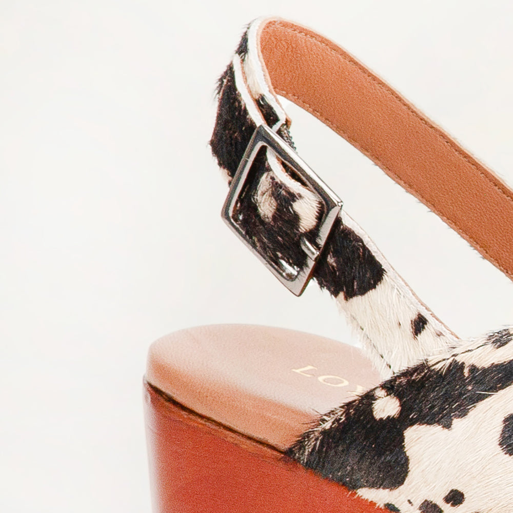 Loyal West Dana Sandals - Black And White Cowhide