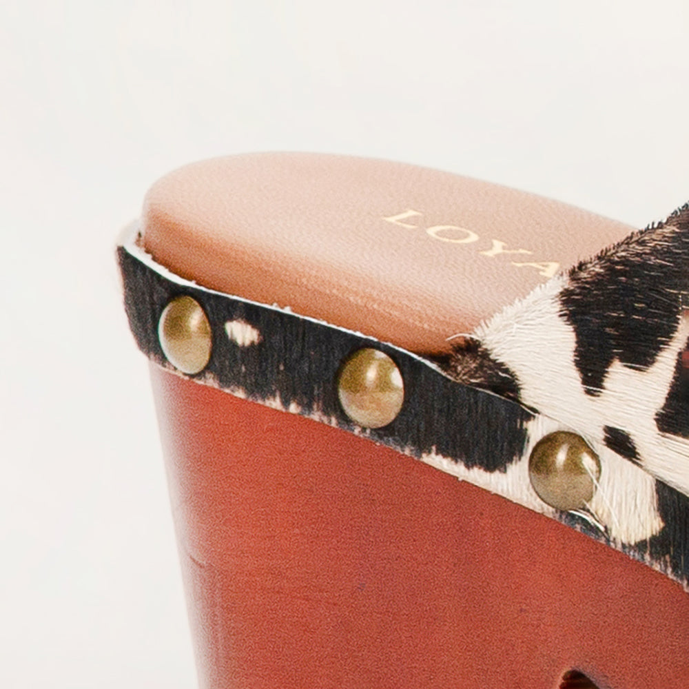 Loyal West Carlotta Trail Clogs Black And White Cowhide