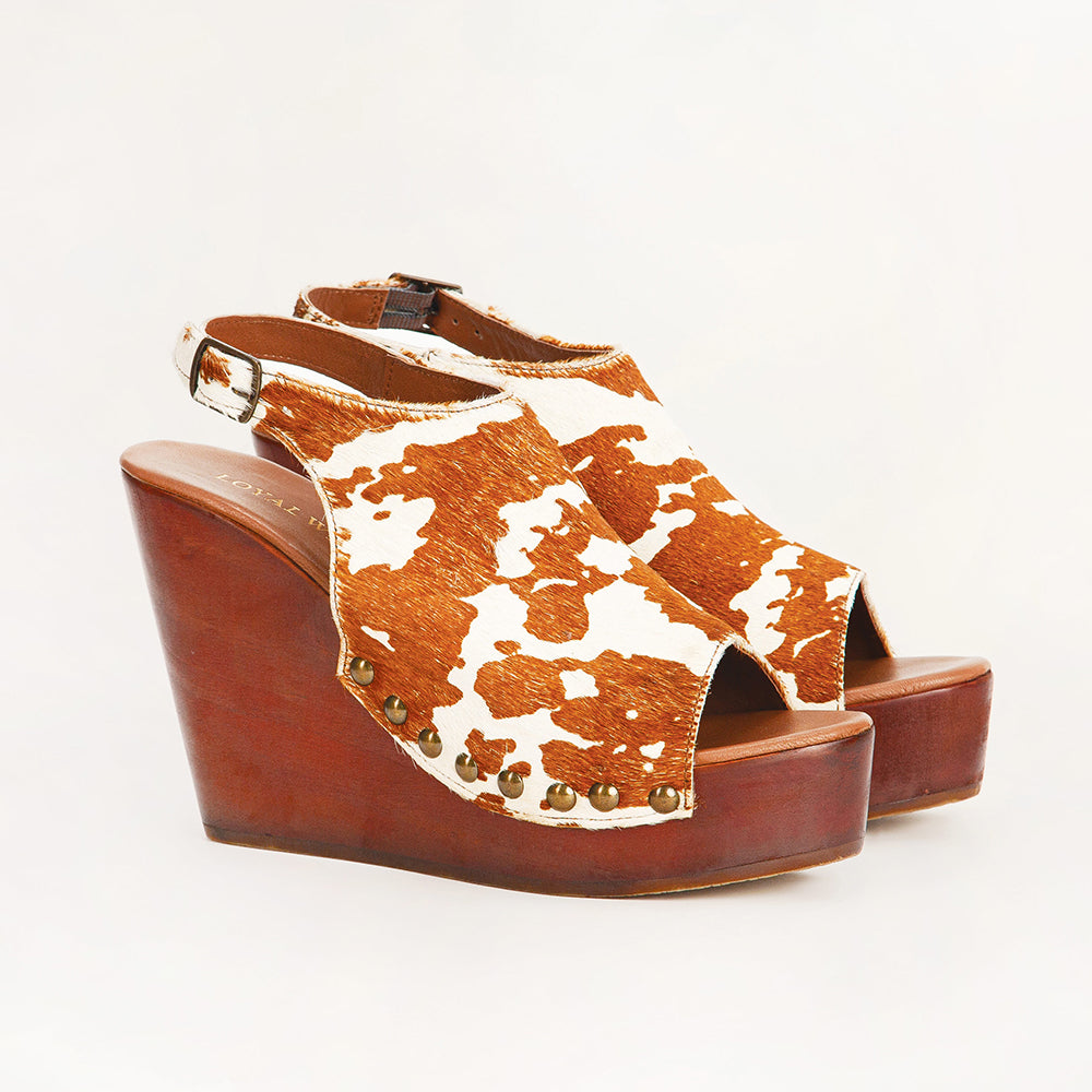 Loyal West Amelia Sandals Brown And White Cowhide