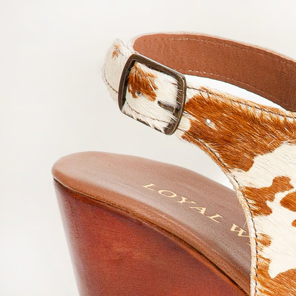 Loyal West Amelia Sandals Brown And White Cowhide