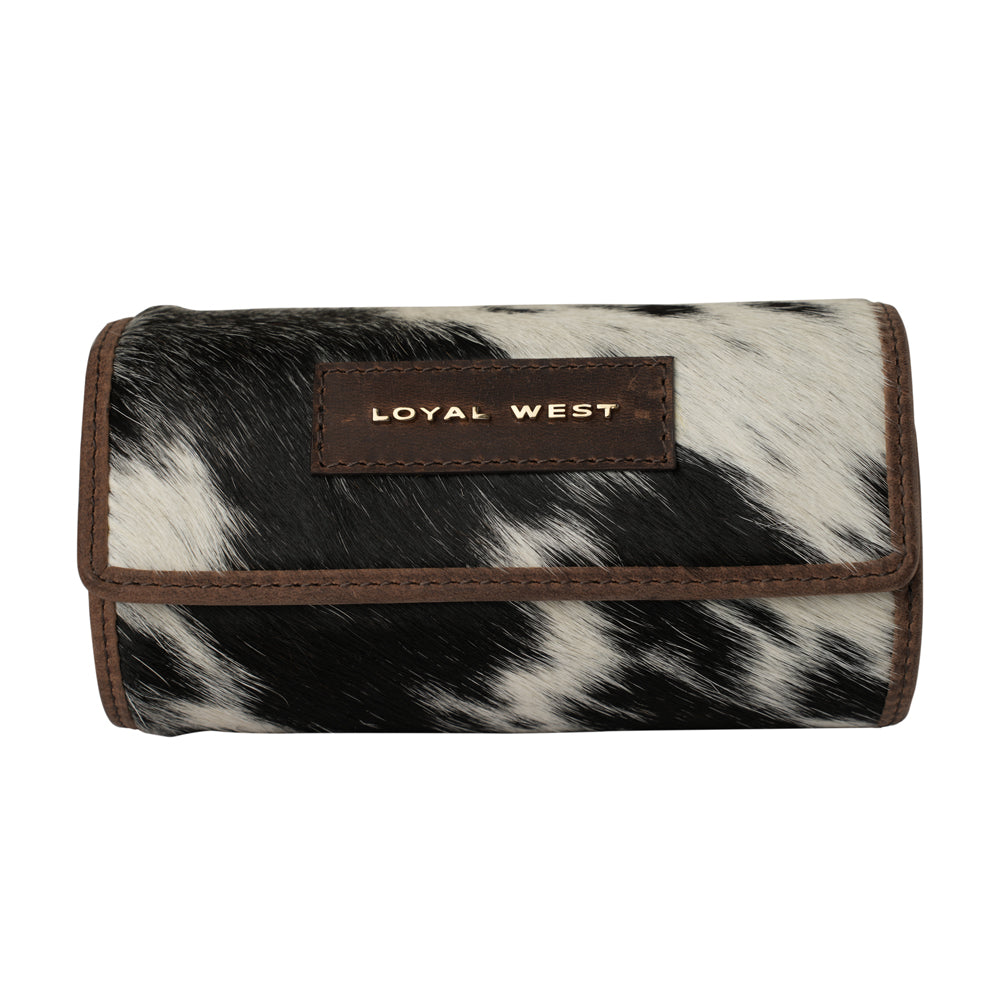 Canyon Jewellery Case - Black & White Cowhide