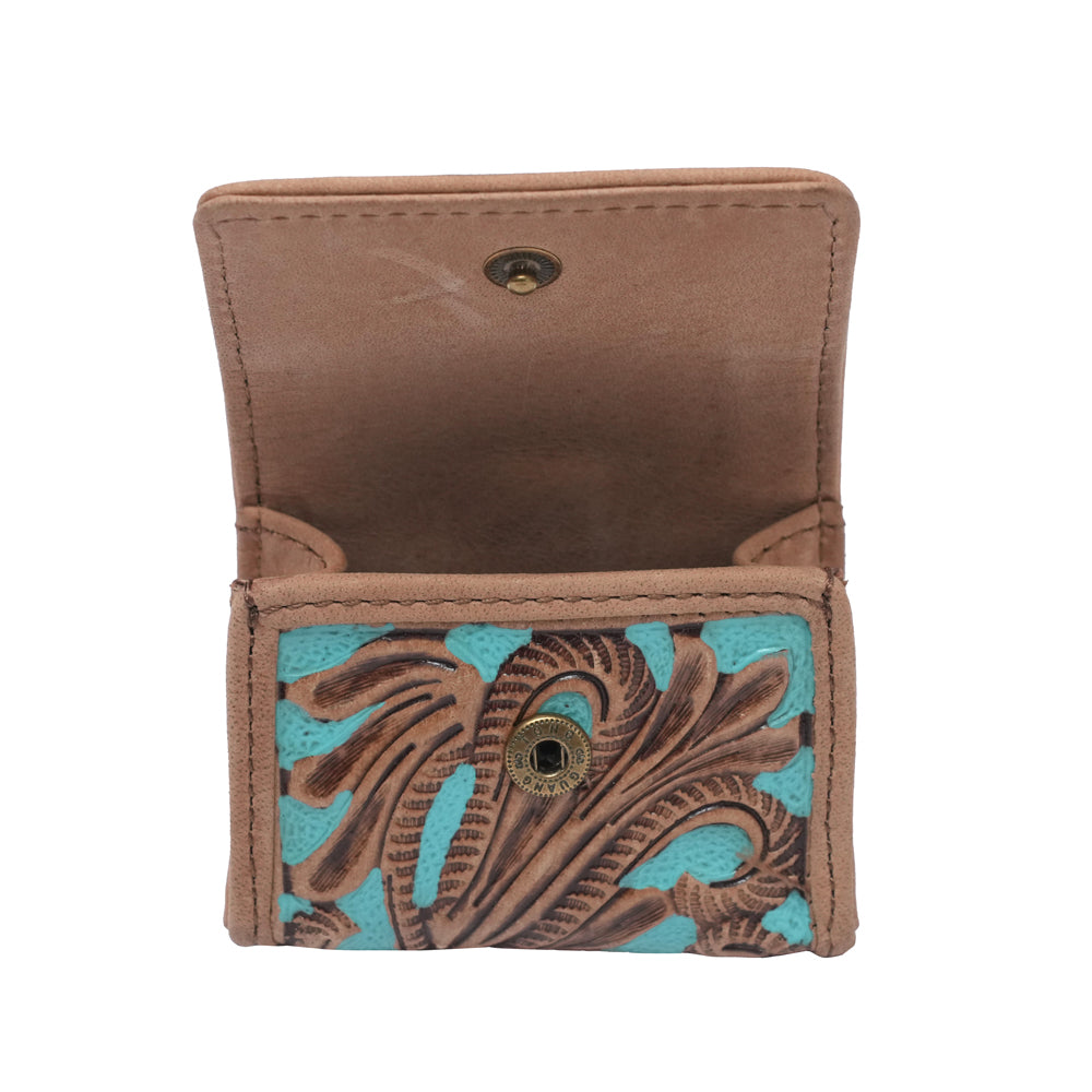 HANDTOOLED GLORIANA CLIP ON BAG CHARM - WHISKEY & WATER