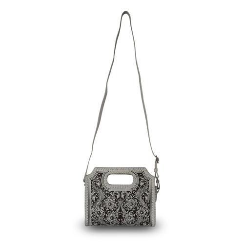 Handtooled Alma Medium Handbag - Ivory Dust