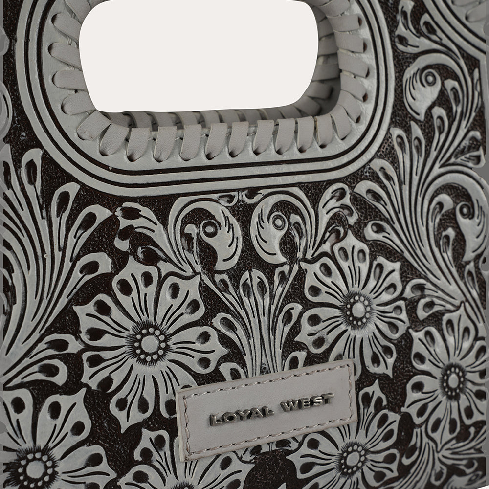Handtooled Alma Medium Handbag - Ivory Dust