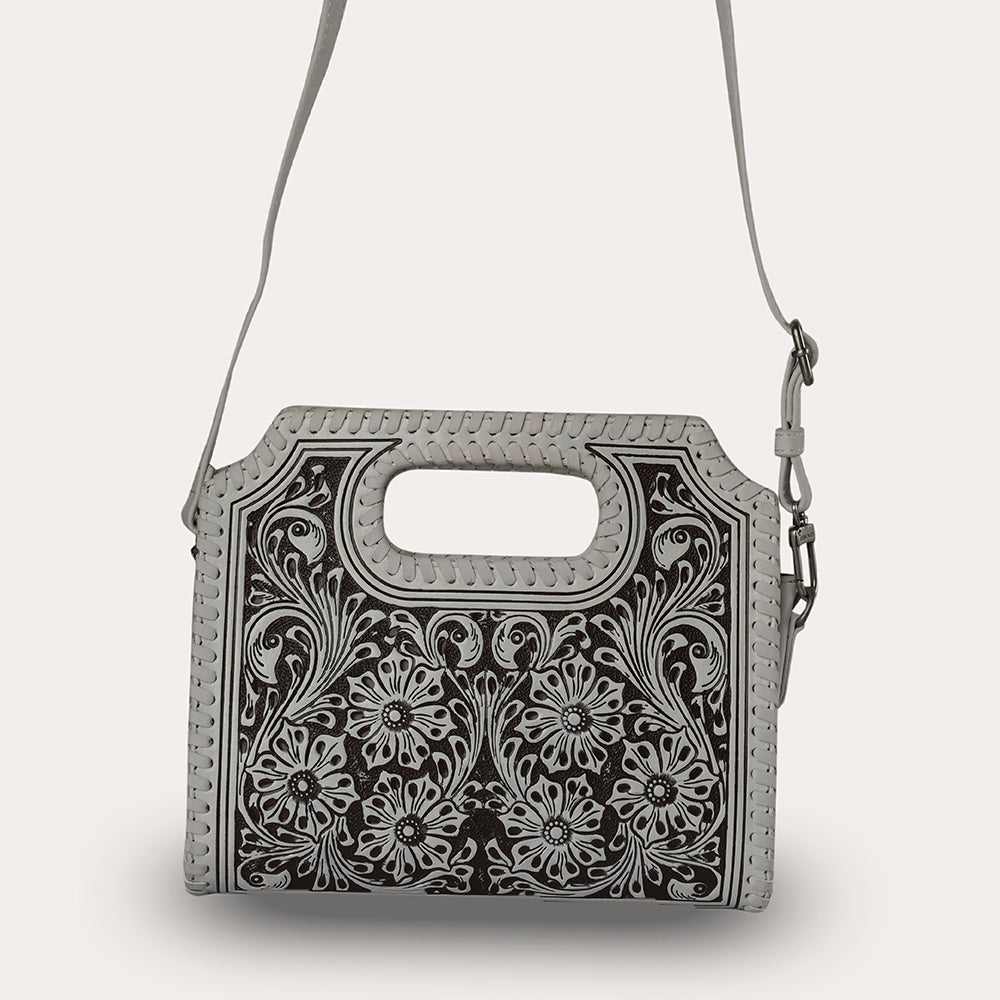 Handtooled Alma Medium Handbag - Ivory Dust