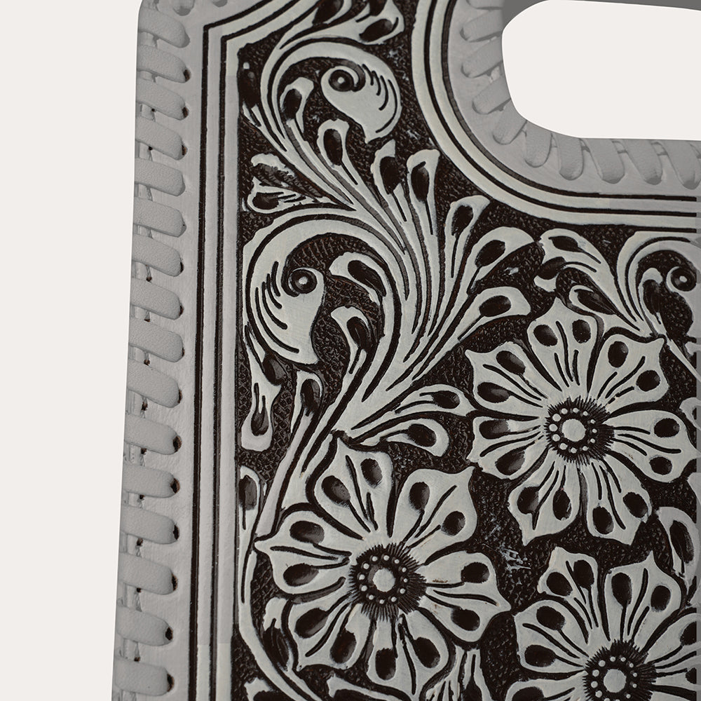 Handtooled Alma Medium Handbag - Ivory Dust