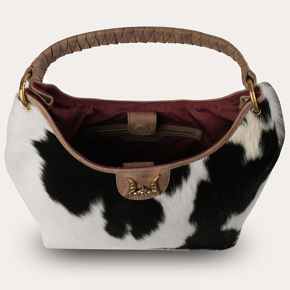LW Medium Purse - Black & White Cowhide