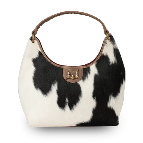 LW Medium Purse - Black & White Cowhide