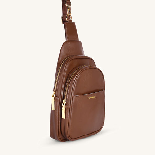 Mira & Moss Hayley Fanny Bag - Shiny Chocolate Brown