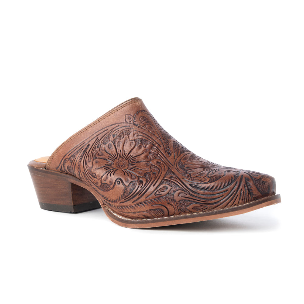 Valeria Hand-tooled Mules