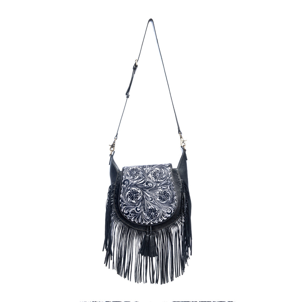 Moonwood Hand-Tooled Bag in Coal