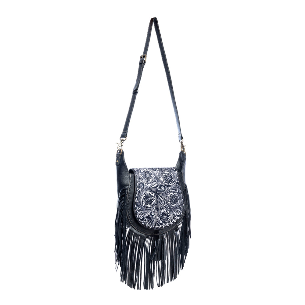 Moonwood Hand-Tooled Bag in Coal