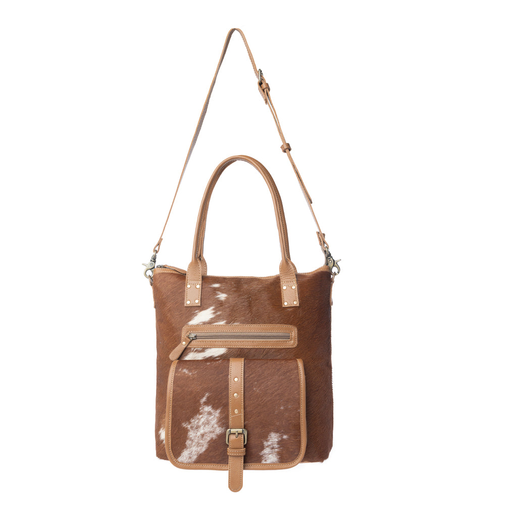 Mesa Maverick Tote Bag in Brown & White