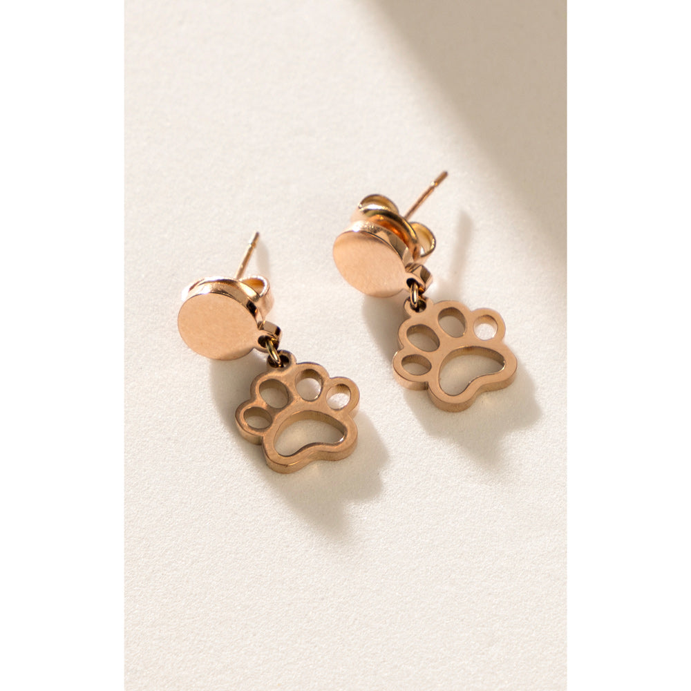 Amore d'Janet Paw Print Earrings In Peach