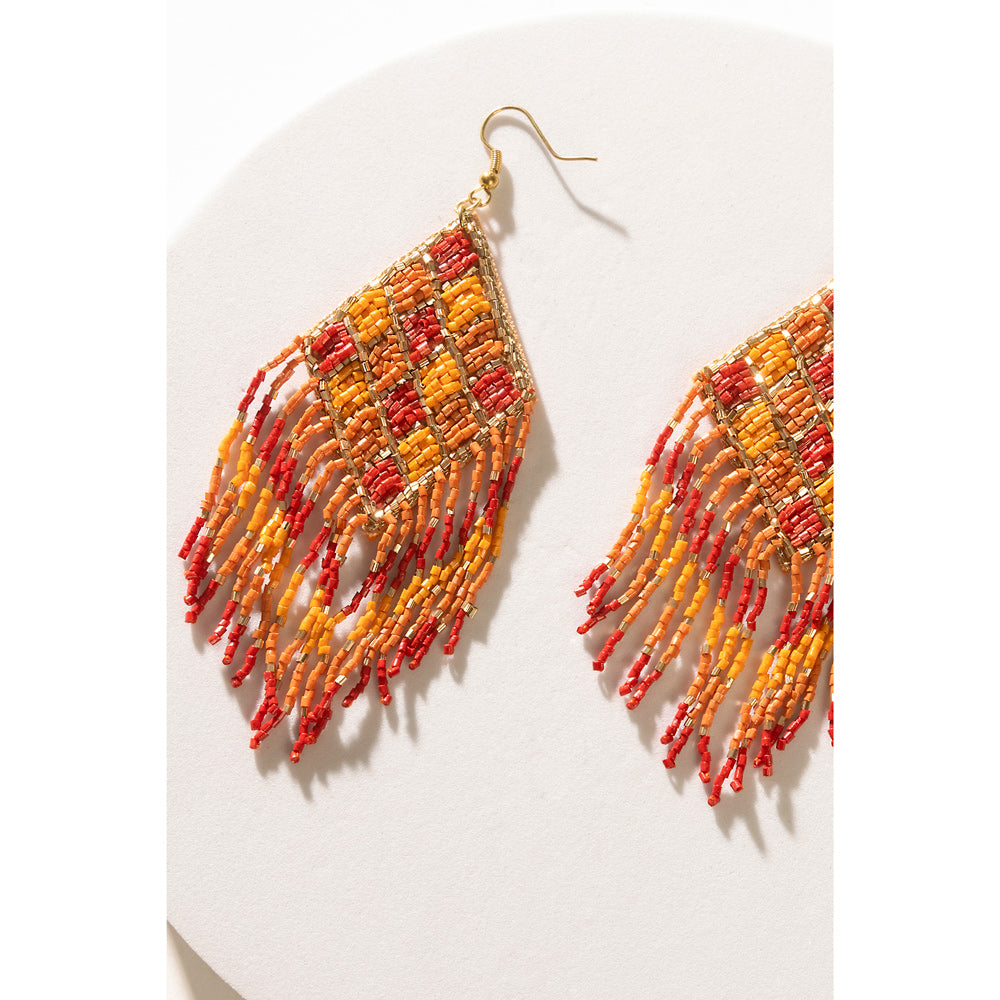 Shield in Flight Beaded Earrings In Multicolor