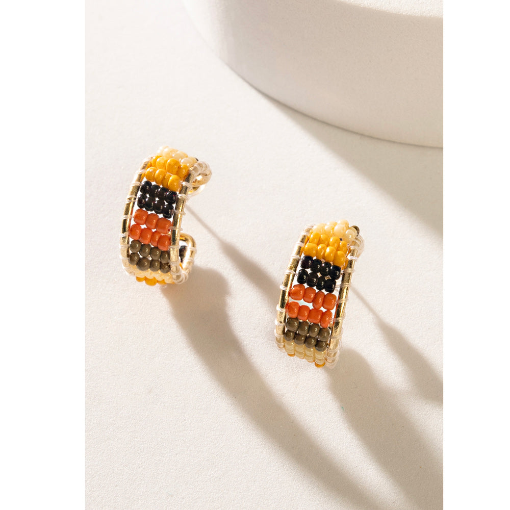 Gerramonda Bead Earrings In Black and Orange