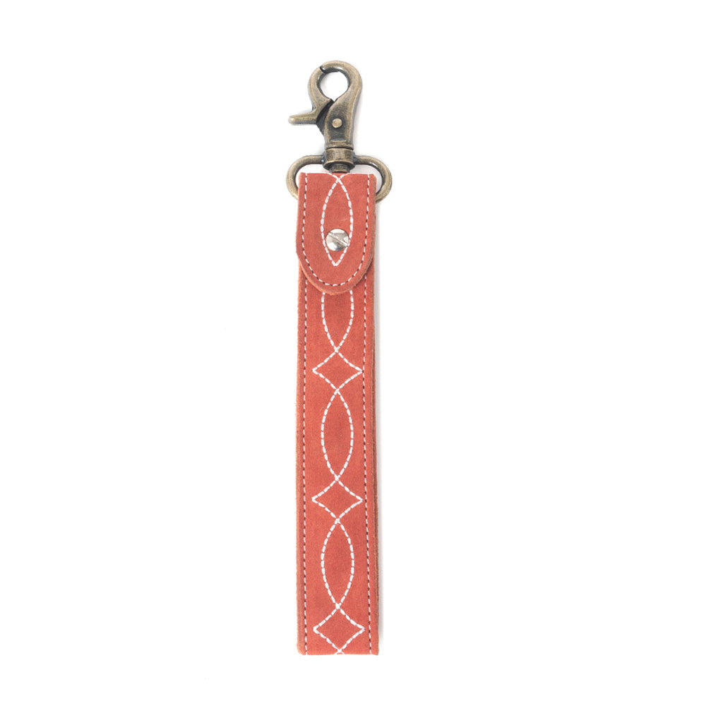 Rodeo Rose Leather Key Fob in Red