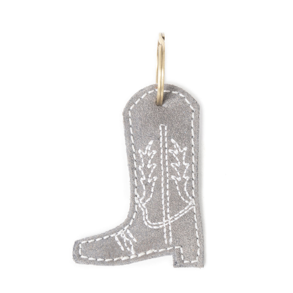 Western Whimsy Leather Key Fob in Bootcut Grey