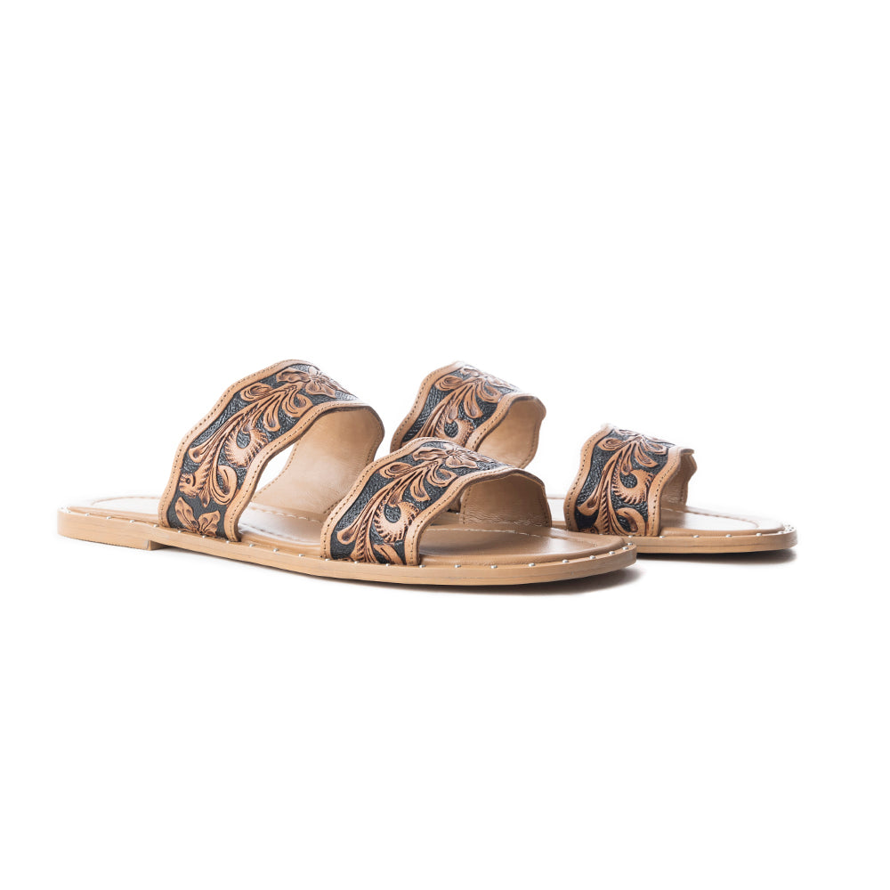 Santa Fe Daisy Slides In Black & Brown