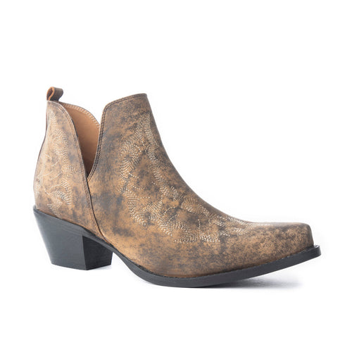 Moonlight on the Mesa Booties In Crackle Brown