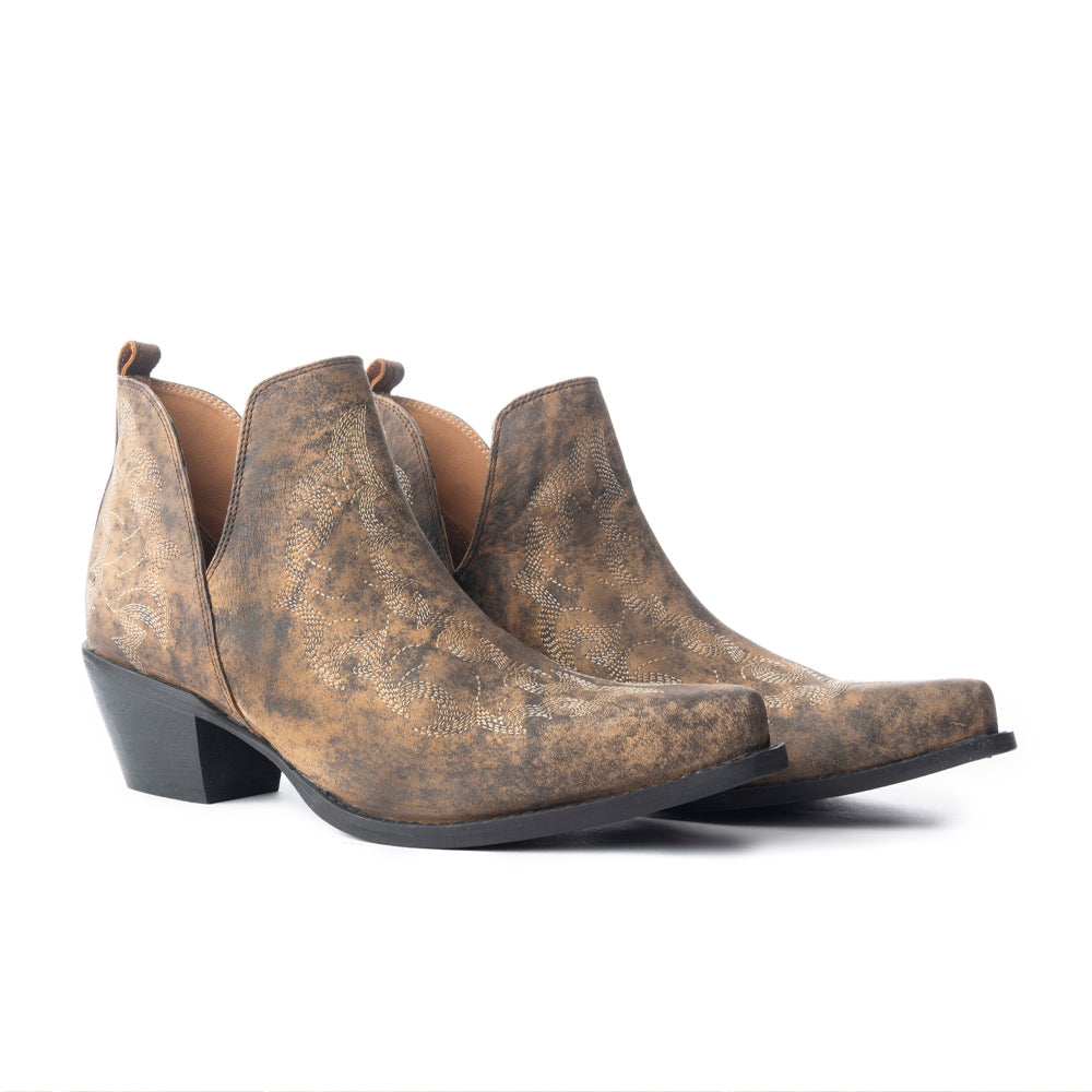 Moonlight on the Mesa Booties In Crackle Brown