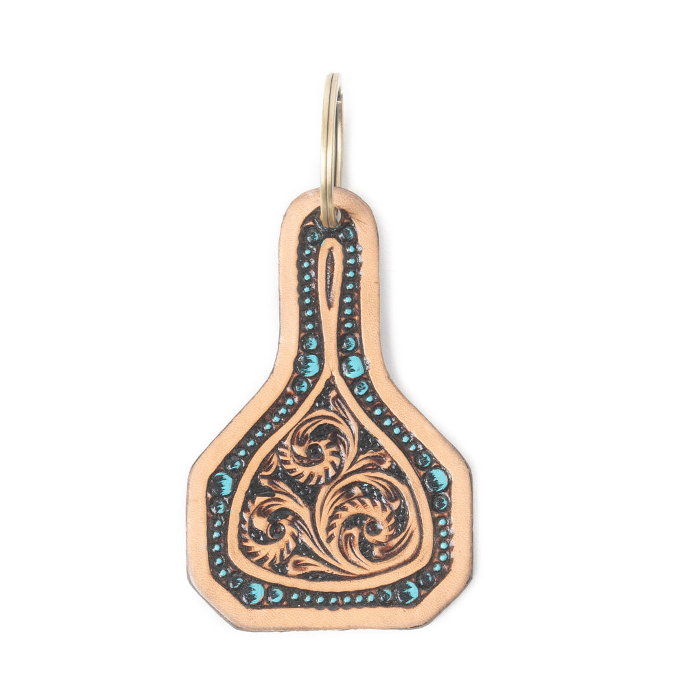 Meadow Drop Tooled Leather Key Fob Variant Combo