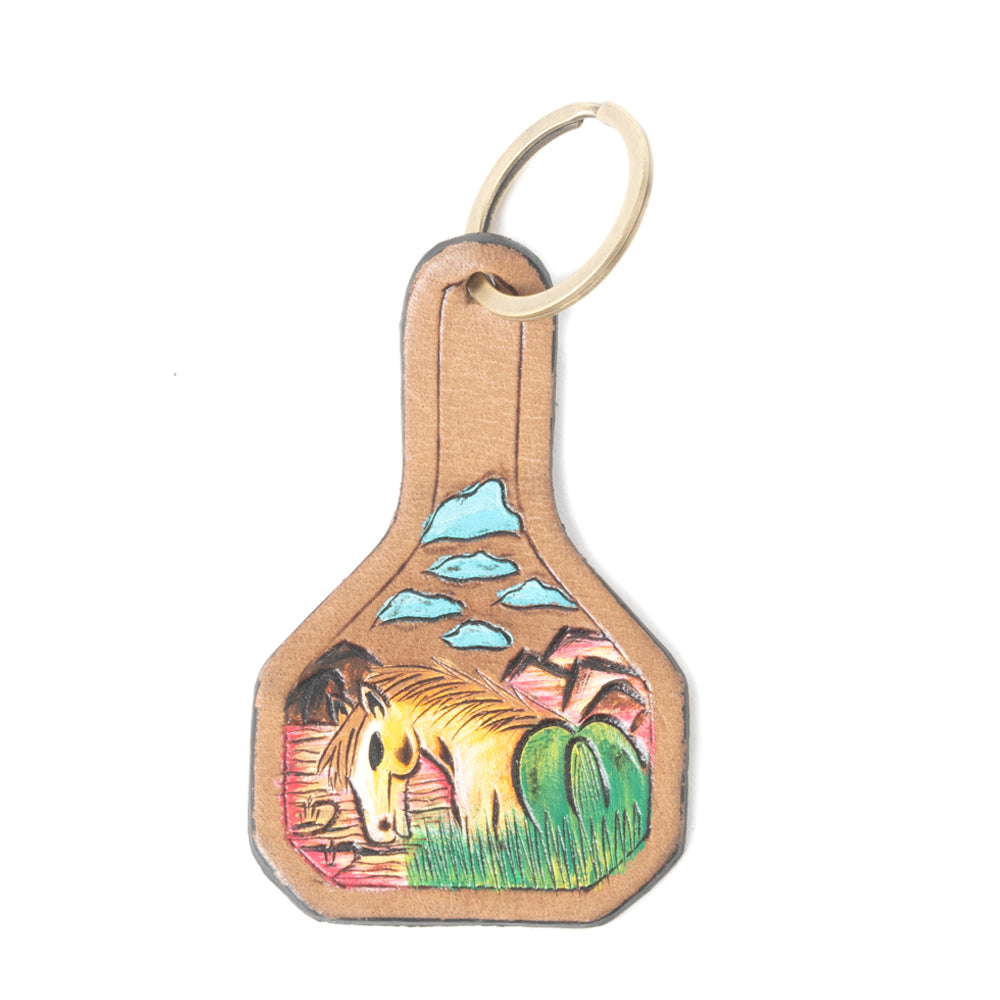 Meadow Drop Tooled Leather Key Fob Variant Combo