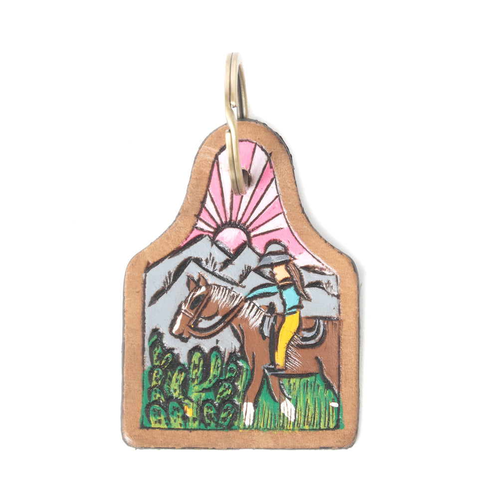 Meadow Drop Tooled Leather Key Fob Variant Combo