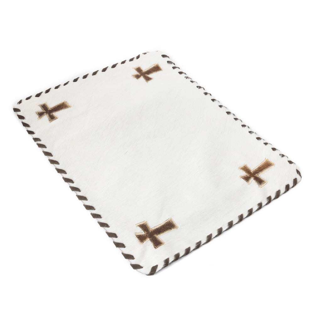 Western Grace Hairon Table Runner '' SET OF 4 '' in Saddle Ivory