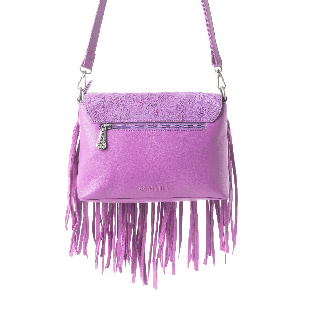 Wild West Fringe Leather Crossbody Bag in Purple