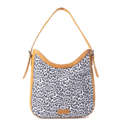 Desert Snow Leopard Leather Bag In Animal Print