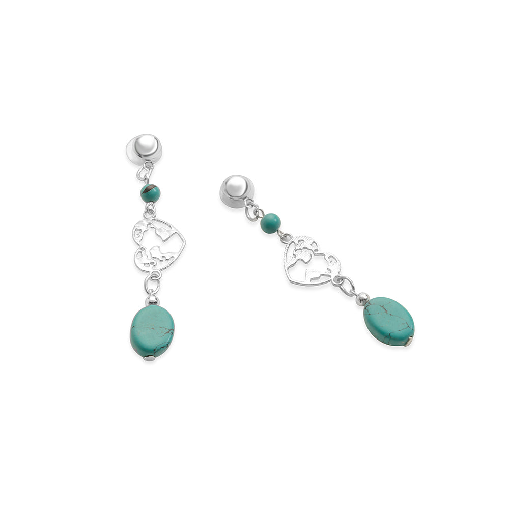 Rugged Heart Earrings In Blue
