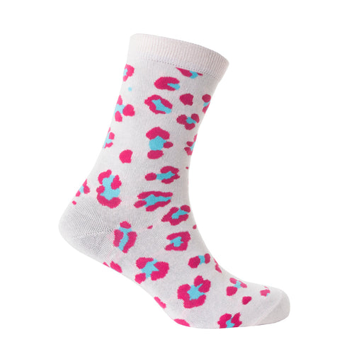 Candy Leopard Lacy Socks In Light Pink