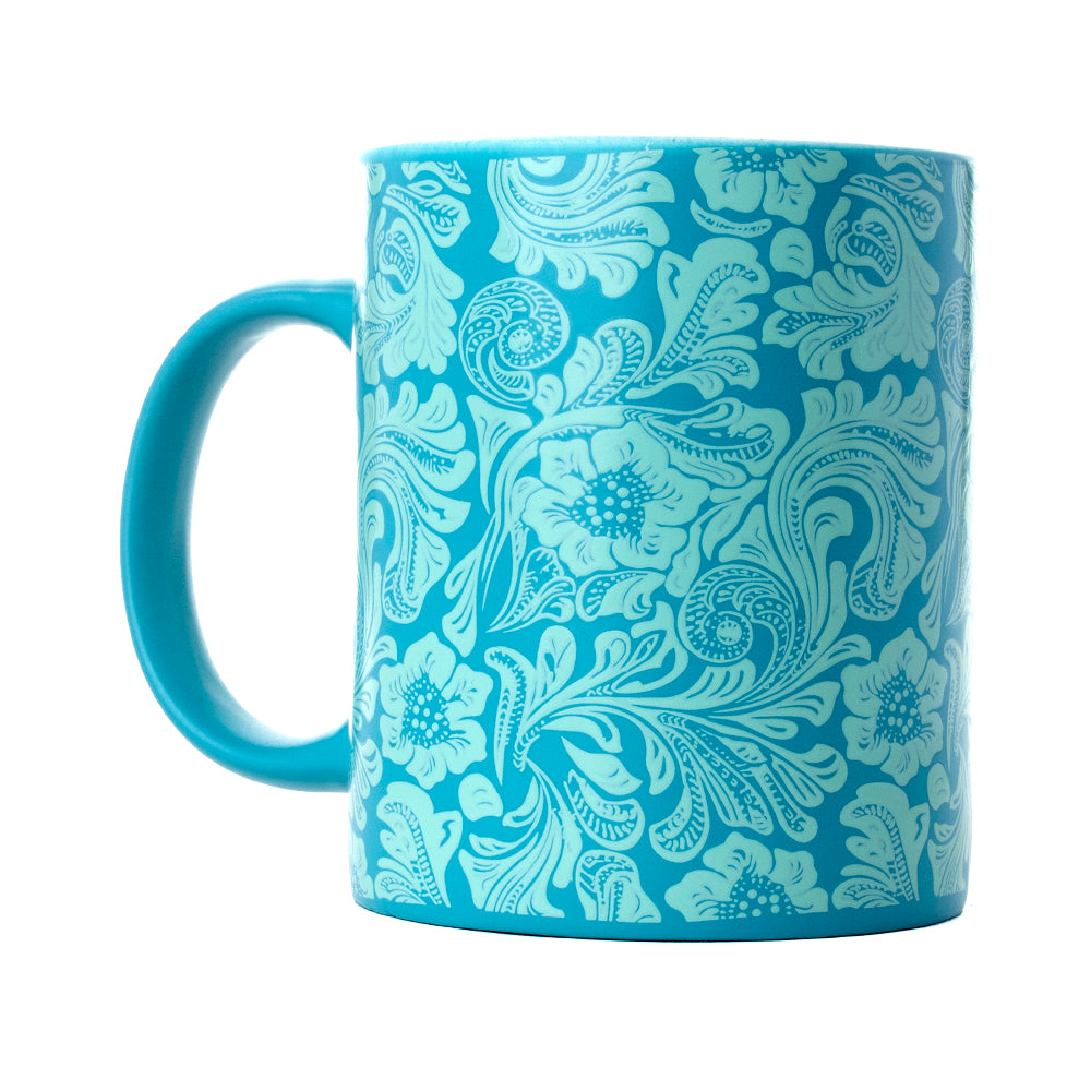 Sippin’ in the South Ceramic Mug in Cyan Baroque