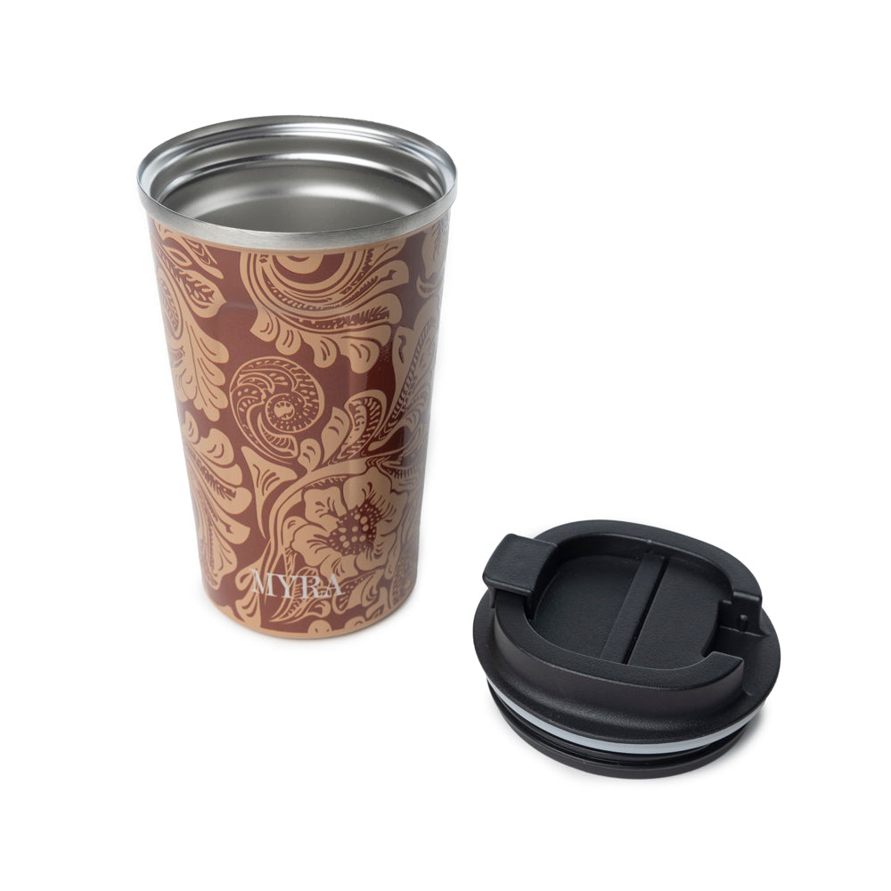 Western Trail Brew Stainless Steel Mug in Brown Baroque