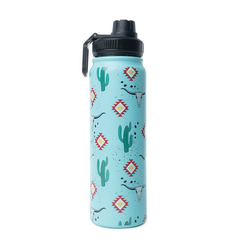 Moo & Bloom Stainless Steel Water Bottle in Cactus Geometry