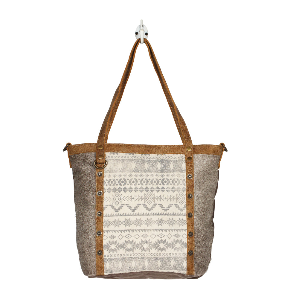 Emblem Side Hair Tote Bag