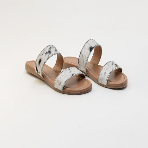 Vaquero Leather Hairon Sandals in Black & White