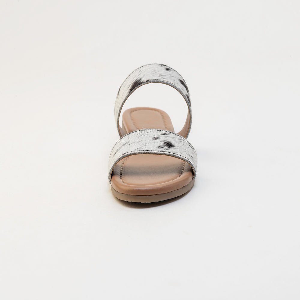 Vaquero Leather Hairon Sandals in Black & White