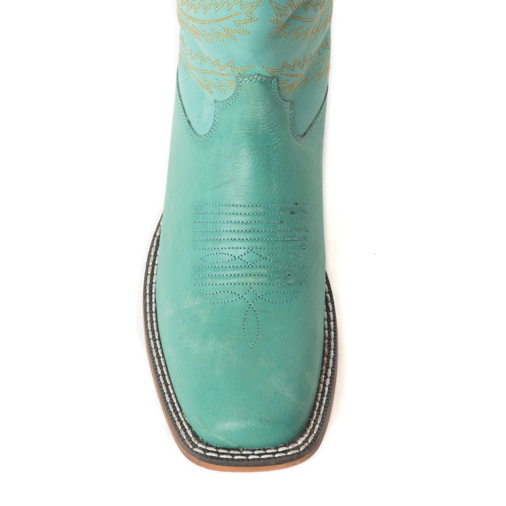 Bluebonnet Embroidered Western Leather Boots in Teal