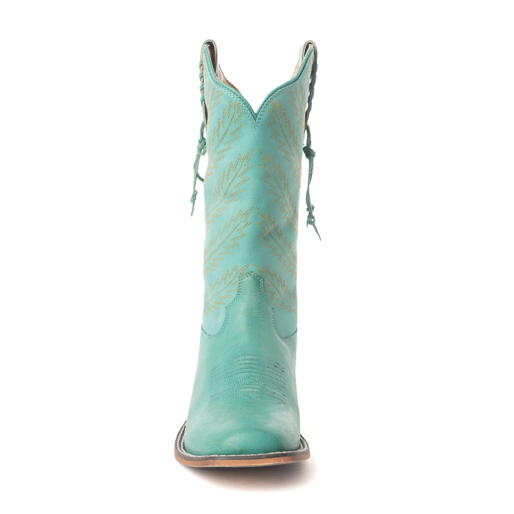 Bluebonnet Embroidered Western Leather Boots in Teal