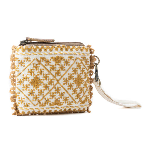Savanna Glow Woven Pouch Bag in Sunny Gold