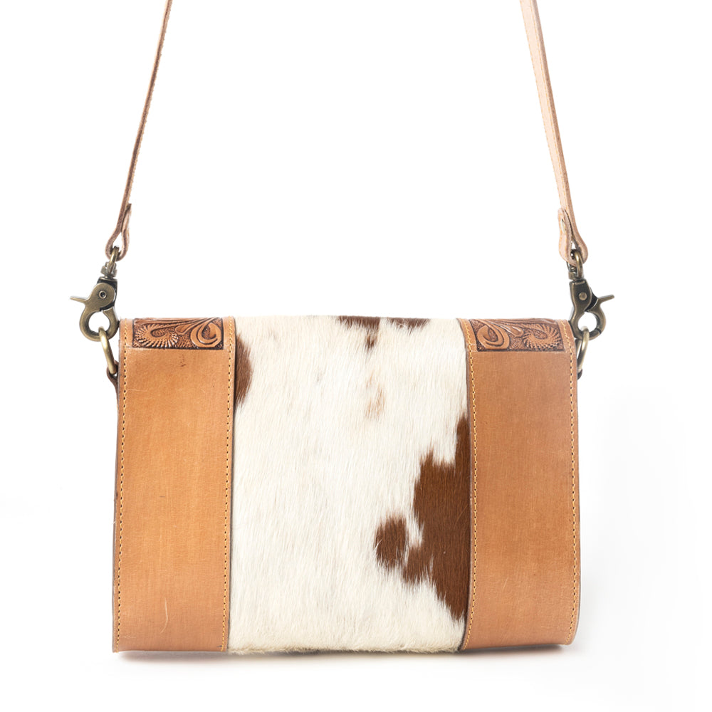 Copper Charm Handtooled Bag in Earthen Hide & Whisper White