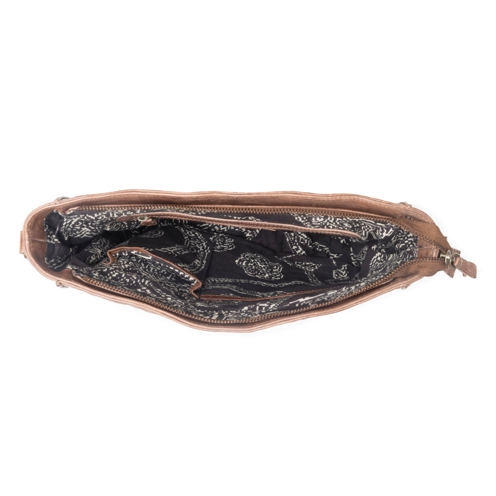 Western Rune Leather Crossbody Bag in Dark Brown