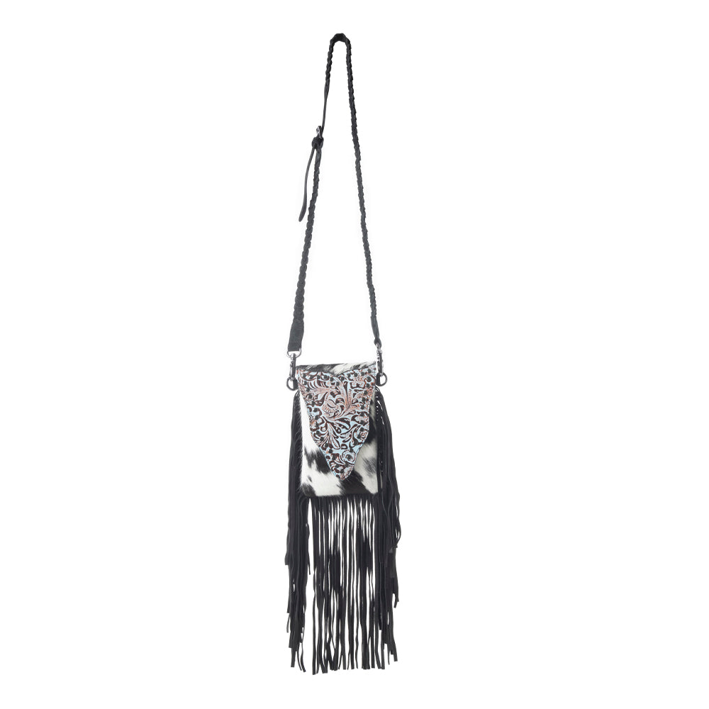 Dakota Drift Hairon Leather Bag in Ebony & White
