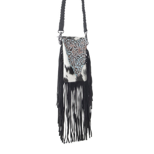 Dakota Drift Hairon Leather Bag in Ebony & White