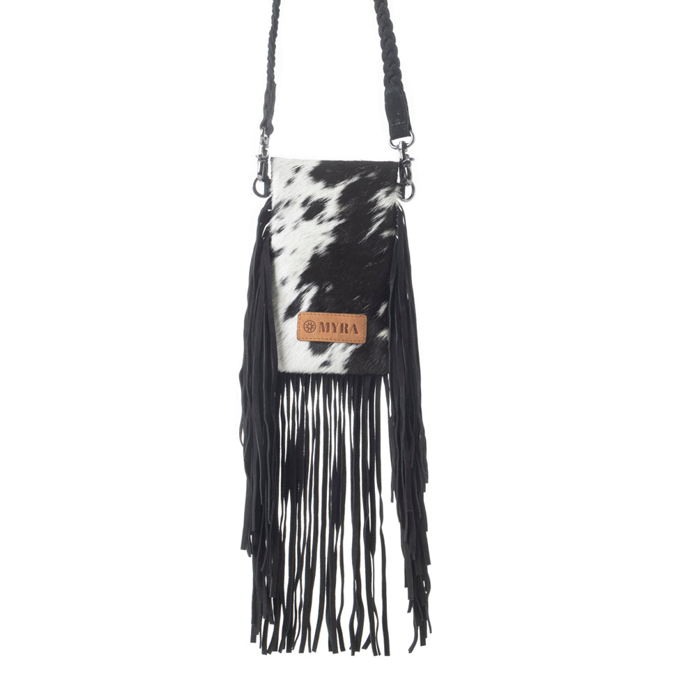 Dakota Drift Hairon Leather Bag in Ebony & White