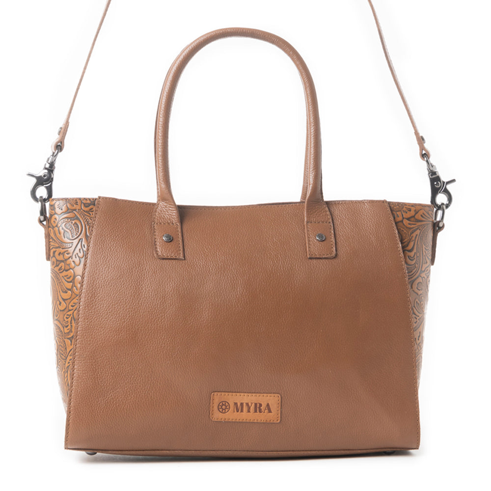 Western Belle Leather Bag in Hairon Chestnut & Pearl Glow