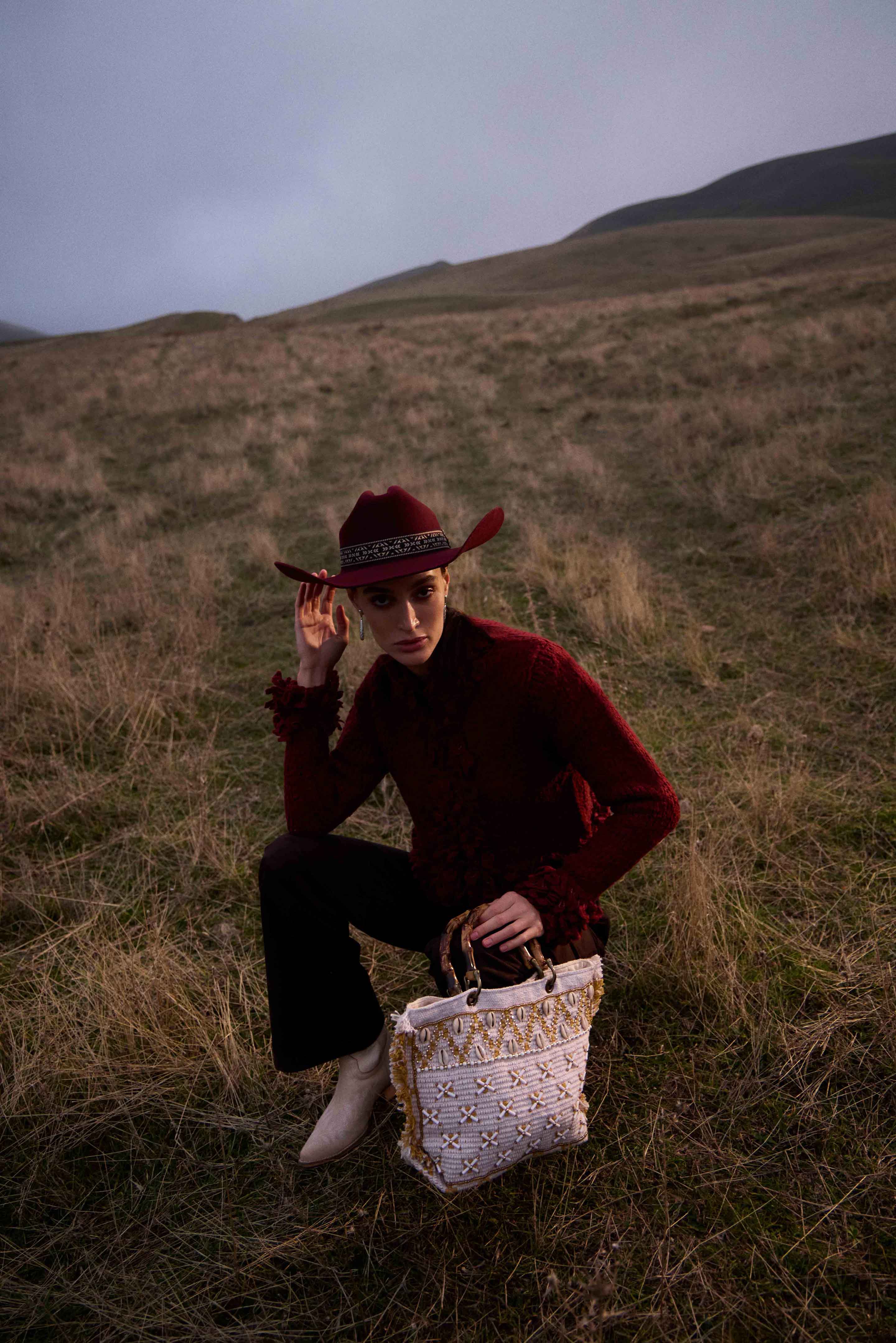 Myra Sunset Creek Embroidered Small Bag in Coastal White