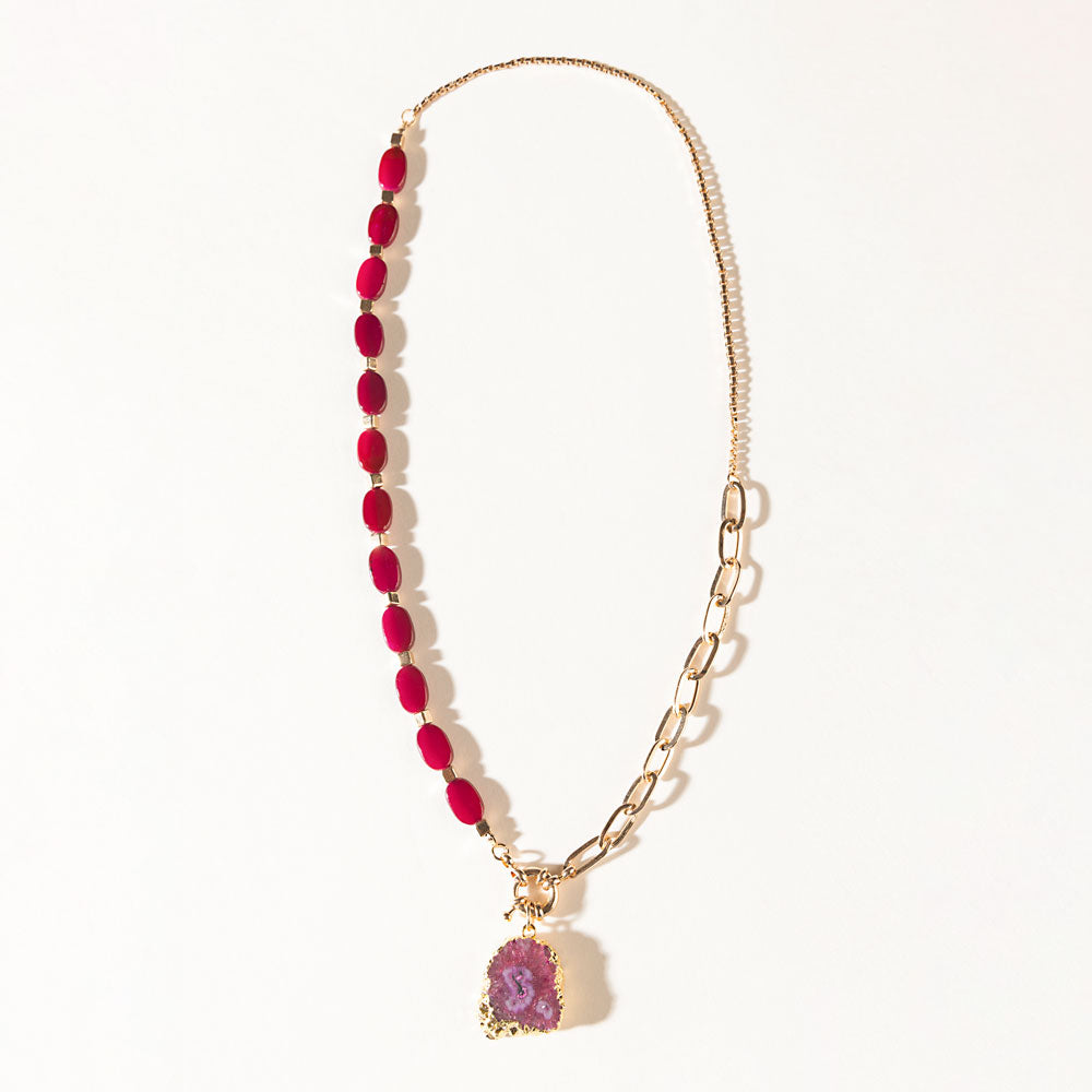 Amarillo Rose Necklace in Ruby Bloom